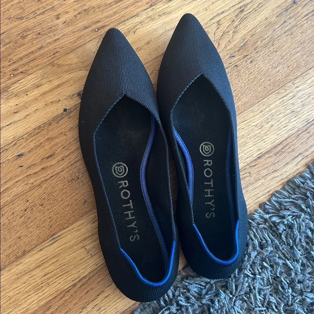 Rothy's Black Pointed Ballet Flats Size 8.5